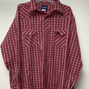 Wrangler Western Shirt Plaid Pearl Snap Buttons XL